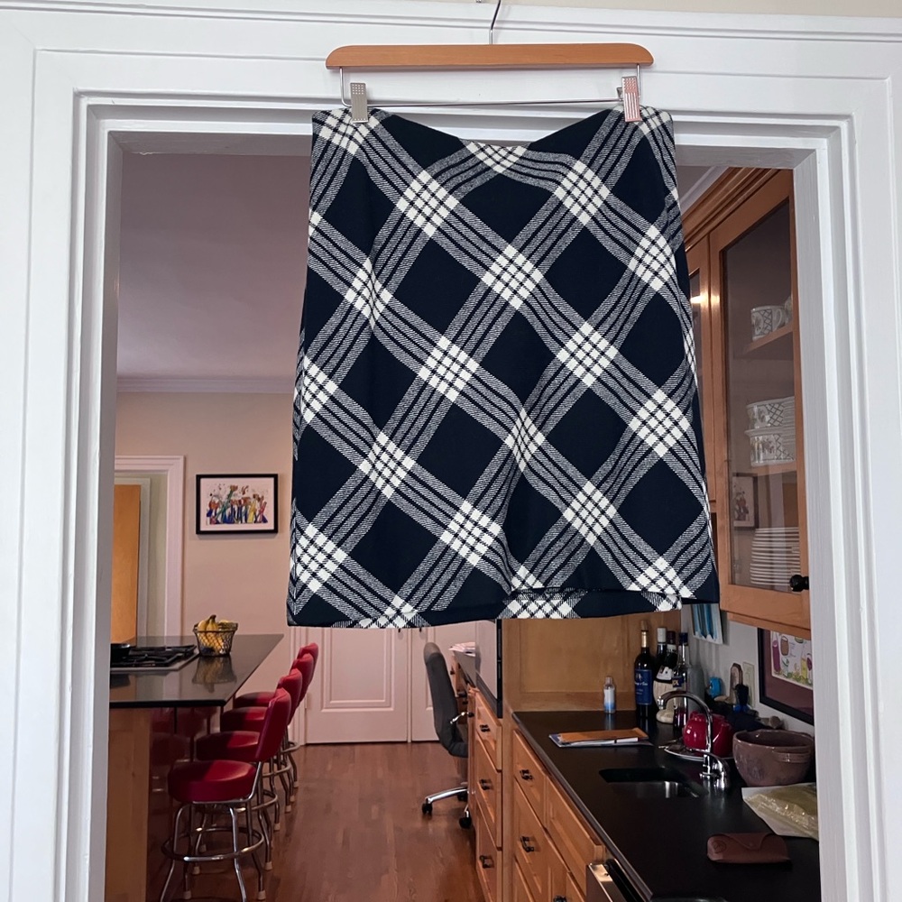 Talbots Black and White Plaid Pencil Skirt